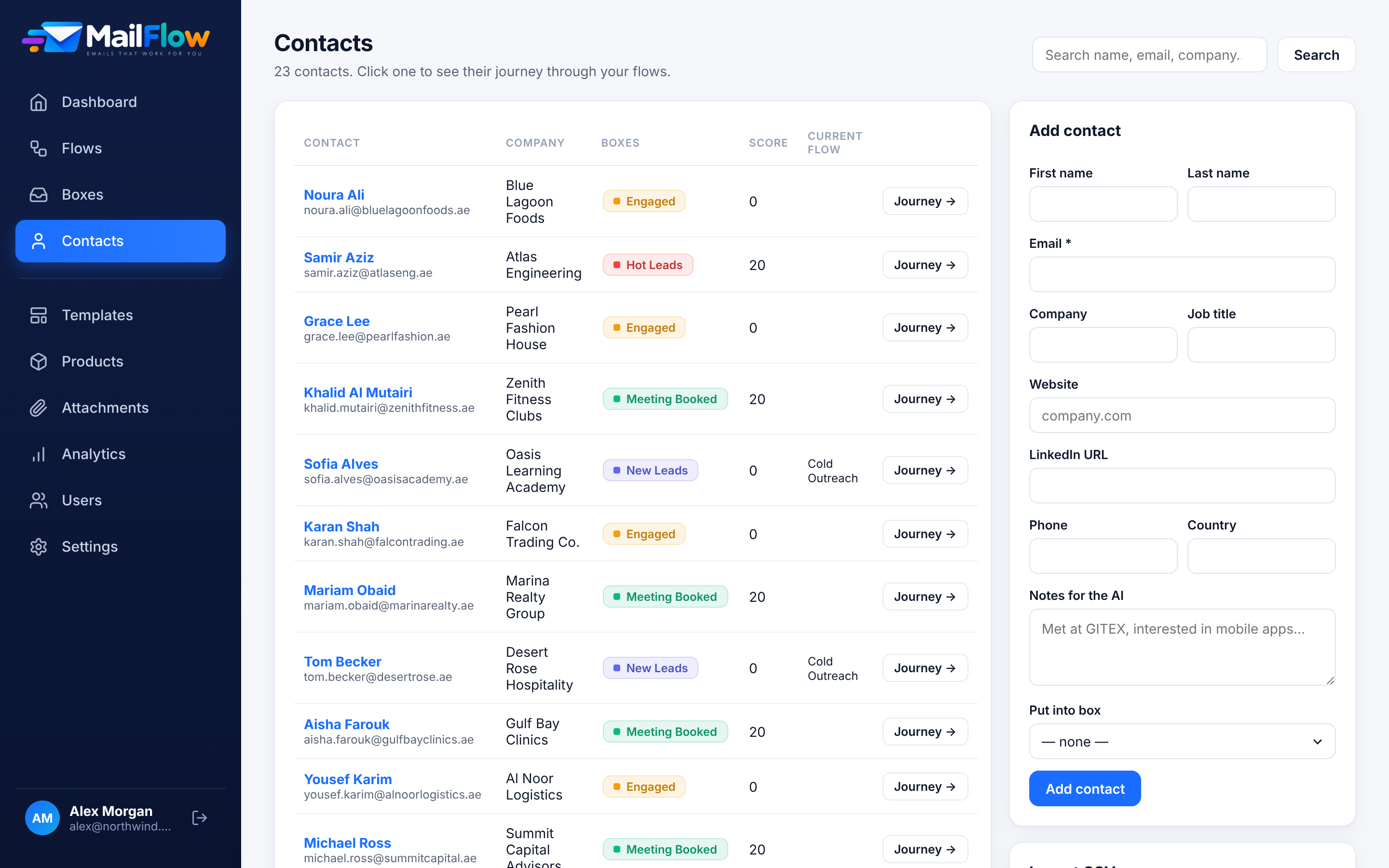 Adding leads on the Contacts page